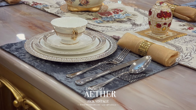 AETHER luxury Baroque dining set :ชุดโต๊ะอาหารสไตล์บาร็อค หลุยส์ สีทอง 6ที่นั่ง รุ่น อีเธอร์