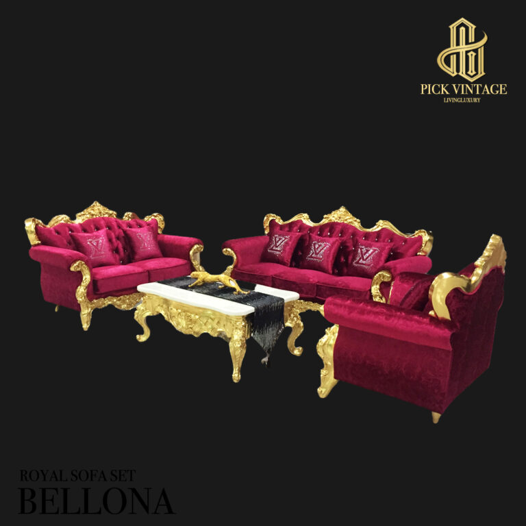 ELIZABETH-G SOFA SET : ชุดโซฟาหลุยส์ 3ชิ้น (3+2+1ที่นั่ง) พร้อมหมอนอิงและโต๊ะกลางสุดหรู รุ่น “อลิซาเบธ-จี” สีทอง