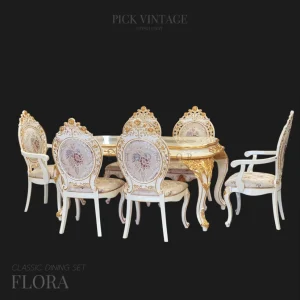 FLORA CLASSIC DINING SET ชุดโต๊ะอาหารสไตล์หลุยส์ 6ที่นั่ง รุ่น ฟลอร่า