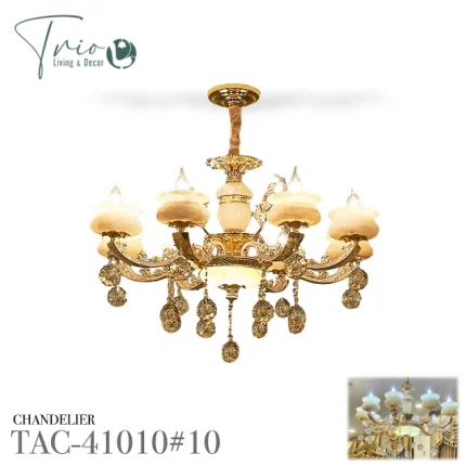 CHANDELIER TAC-41010#10 โคมไฟหลุยส์ ระย้า หินอ่อน 10ช่อ 86cm 01 TAC-41010#10 CHANDELIER LAMP โคมไฟหลุยส์ ระย้า 10ช่อ