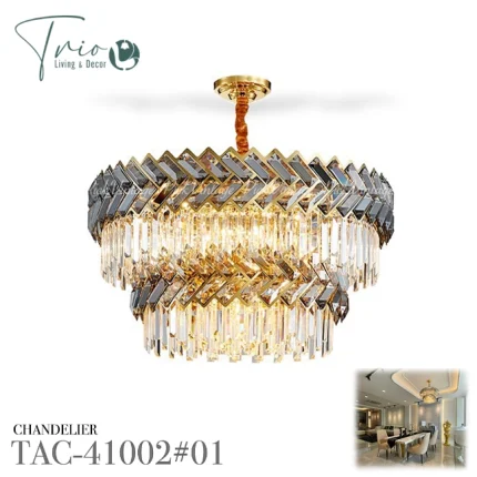 TAC-41002-CHANDELIER-โคมไฟระย้า-วงกลม-คริสตัล2ชั้น-80cm-01 TAC-41002-01 โคมไฟหลุยส์ ระย้า วงกลม2ชั้น 80ซม