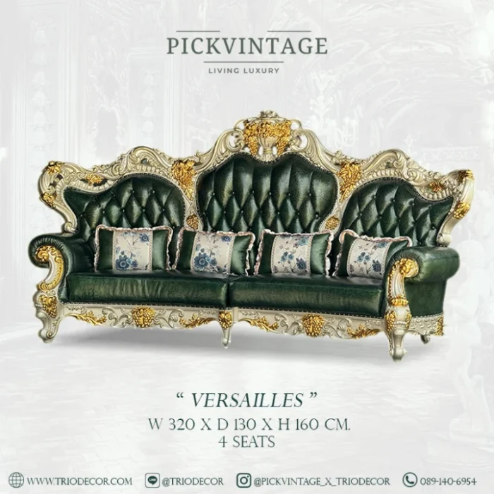 VERSAILLES PREMIUM ROYAL SOFA SET : ชุดโซฟาหลุยส์ 4ชิ้น (4+2+1 ที่นั่ง) พร้อมโต๊ะกลางสุดหรู รุ่น "เวอร์ไซยส์"