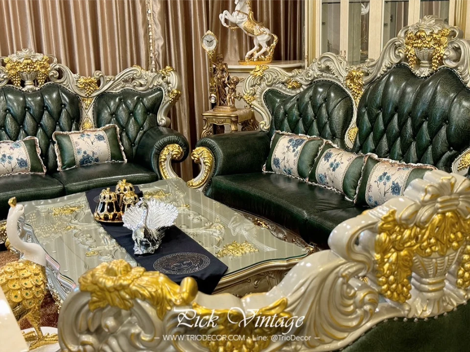 VERSAILLES PREMIUM ROYAL SOFA SET : ชุดโซฟาหลุยส์ 4ชิ้น (4+2+1 ที่นั่ง) พร้อมโต๊ะกลางสุดหรู รุ่น "เวอร์ไซยส์"