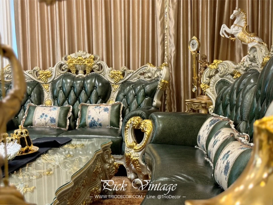 VERSAILLES PREMIUM ROYAL SOFA SET : ชุดโซฟาหลุยส์ 4ชิ้น (4+2+1 ที่นั่ง) พร้อมโต๊ะกลางสุดหรู รุ่น "เวอร์ไซยส์"