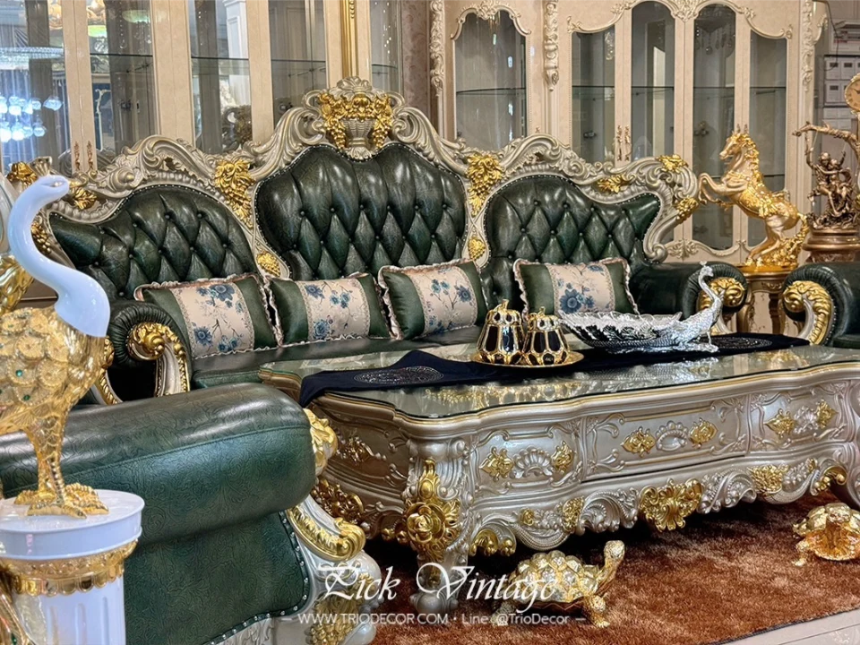VERSAILLES PREMIUM ROYAL SOFA SET : ชุดโซฟาหลุยส์ 4ชิ้น (4+2+1 ที่นั่ง) พร้อมโต๊ะกลางสุดหรู รุ่น "เวอร์ไซยส์"