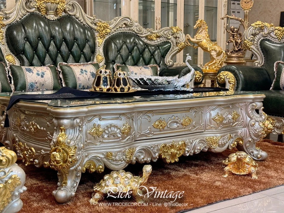VERSAILLES PREMIUM ROYAL SOFA SET : ชุดโซฟาหลุยส์ 4ชิ้น (4+2+1 ที่นั่ง) พร้อมโต๊ะกลางสุดหรู รุ่น "เวอร์ไซยส์"