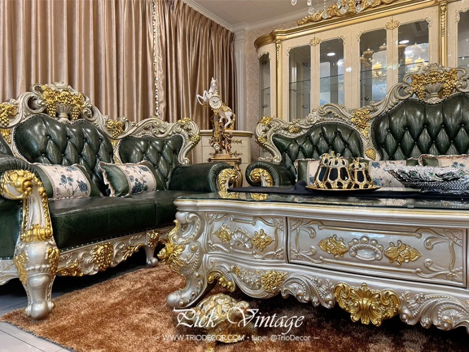 VERSAILLES PREMIUM ROYAL SOFA SET : ชุดโซฟาหลุยส์ 4ชิ้น (4+2+1 ที่นั่ง) พร้อมโต๊ะกลางสุดหรู รุ่น "เวอร์ไซยส์"