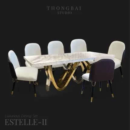 ESTELLE-II Luxurious Italian Dining Set ชุดโต๊ะอาหาร 6ที่นั่ง 200cm เกรดพรีเมี่ยม รุ่น เอสเทล 2