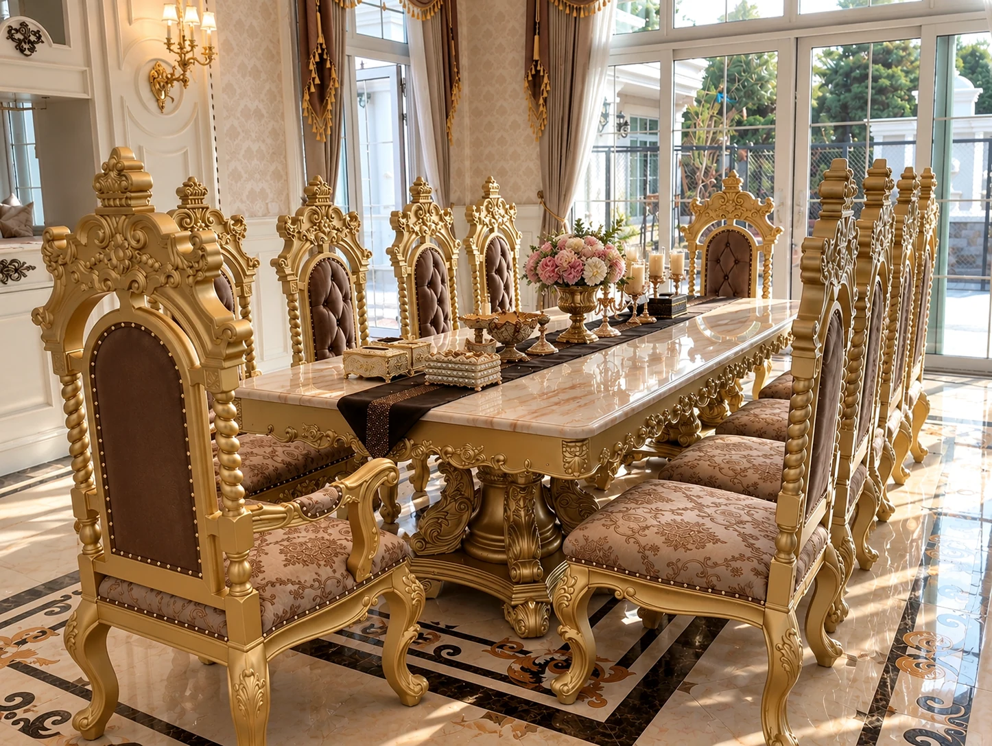ชุดโต๊ะอาหารหลุยส์คลาสสิกสีทอง ภายในบ้านลูกค้า ตกแต่งสไตล์ European Luxury โดย PICKVINTAGE